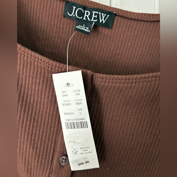 NEW! J. Crew Reimagined Chocolate Brown Ruffle Strap Tank Top Large - Picture 2 of 5